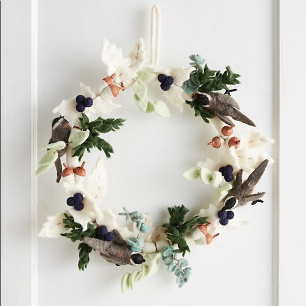 Anthropologie Christmas Felt Wreath